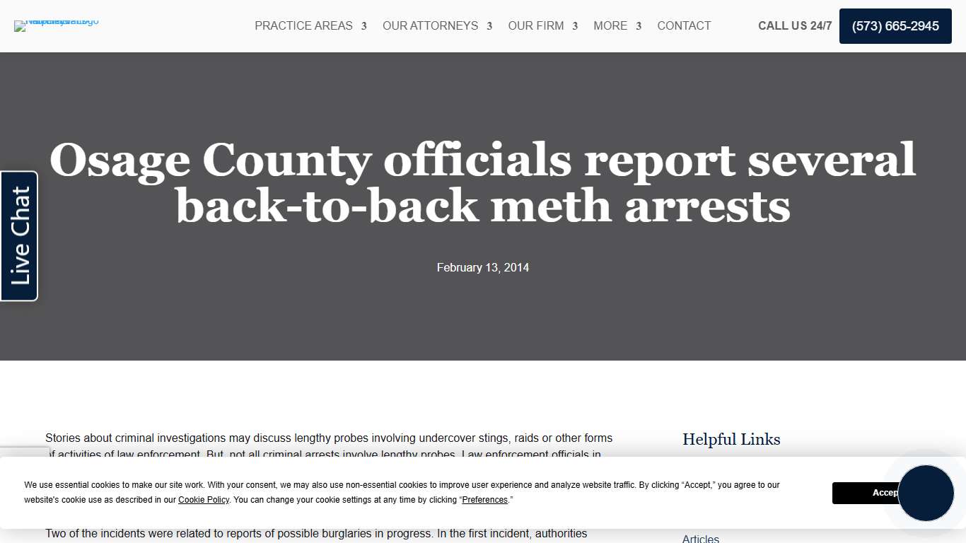 Osage County Officials Report Several Back-to-back Meth Arrests | Harper, Evans, Hilbrenner & Netemeyer